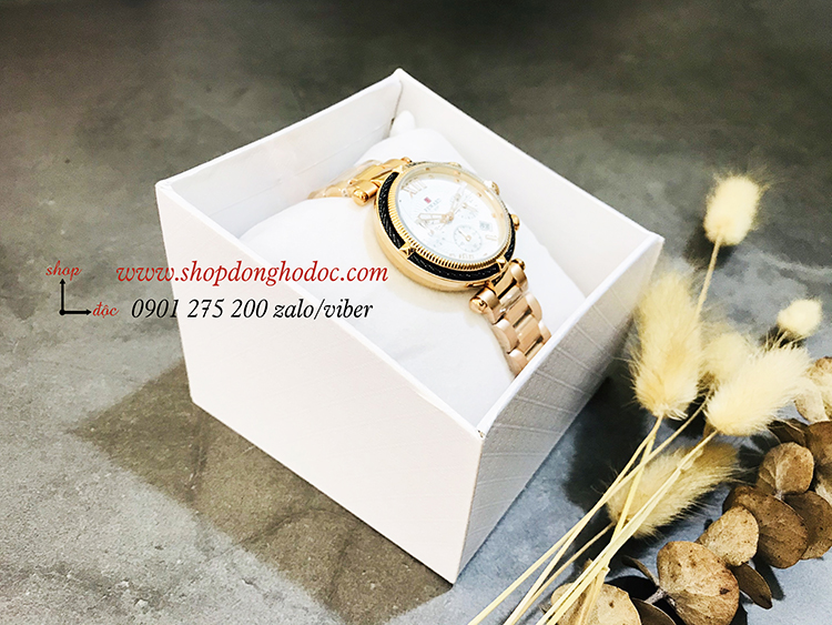Đồng hồ nữ Reward dây kim loại mặt tròn vàng hồng sang chảnh ĐHĐ17401