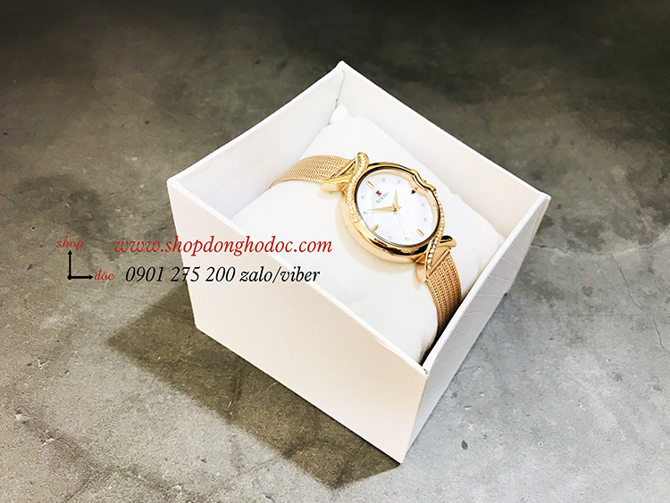 Đồng hồ nữ dây kim loại lưới mặt tròn vàng sang chảnh Reward ĐHĐ17503