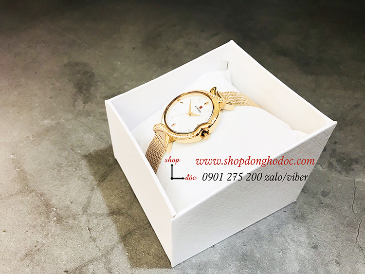 Đồng hồ nữ dây kim loại lưới mặt tròn vàng sang chảnh Reward ĐHĐ17503