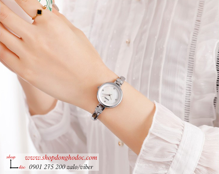 Đồng hồ nữ dạng lắc tay mặt nhỏ Skmei dây kim loại mặt tròn bạc thanh lịch ĐHĐ26001
