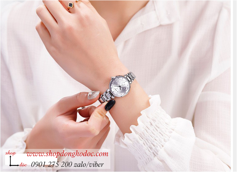 Đồng hồ nữ size nhỏ Skmei dây kim loại mặt tròn bạc thời thượng ĐHĐ26201