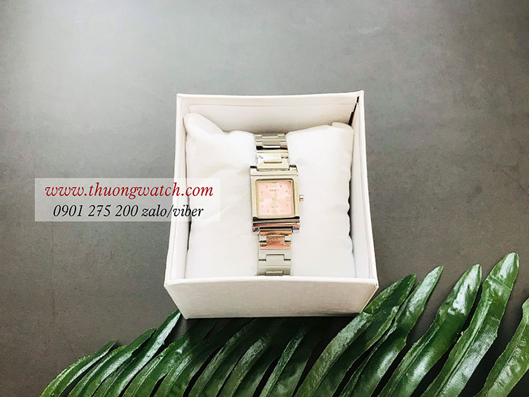 Đồng hồ nữ Skmei dây kim loại bạc mặt vuông hồng nhẹ nhàng ĐHĐ26702